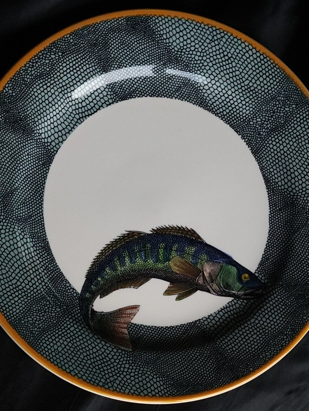 Williams Sonoma English Angler Fish Salad Plates Set of 4 Bass Cod Salmon Trout